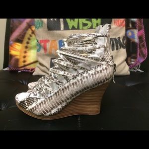Snake print wedges